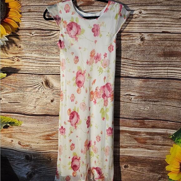 My Michelle dress women's/girls check measurements 18.5 floral print pre-owned - Picture 1 of 9
